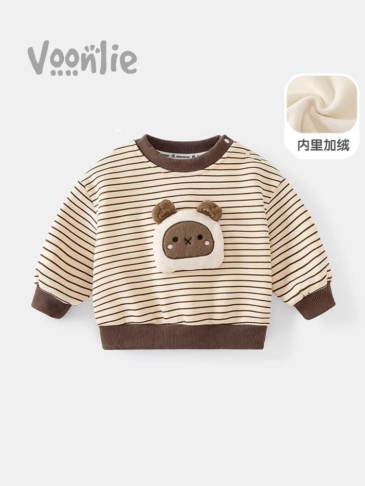 Áo len bé trai Fanhle mùa đông 2025 kiểu mới thời trang trẻ em áo len lông cừu dài tay cho mùa thu đông