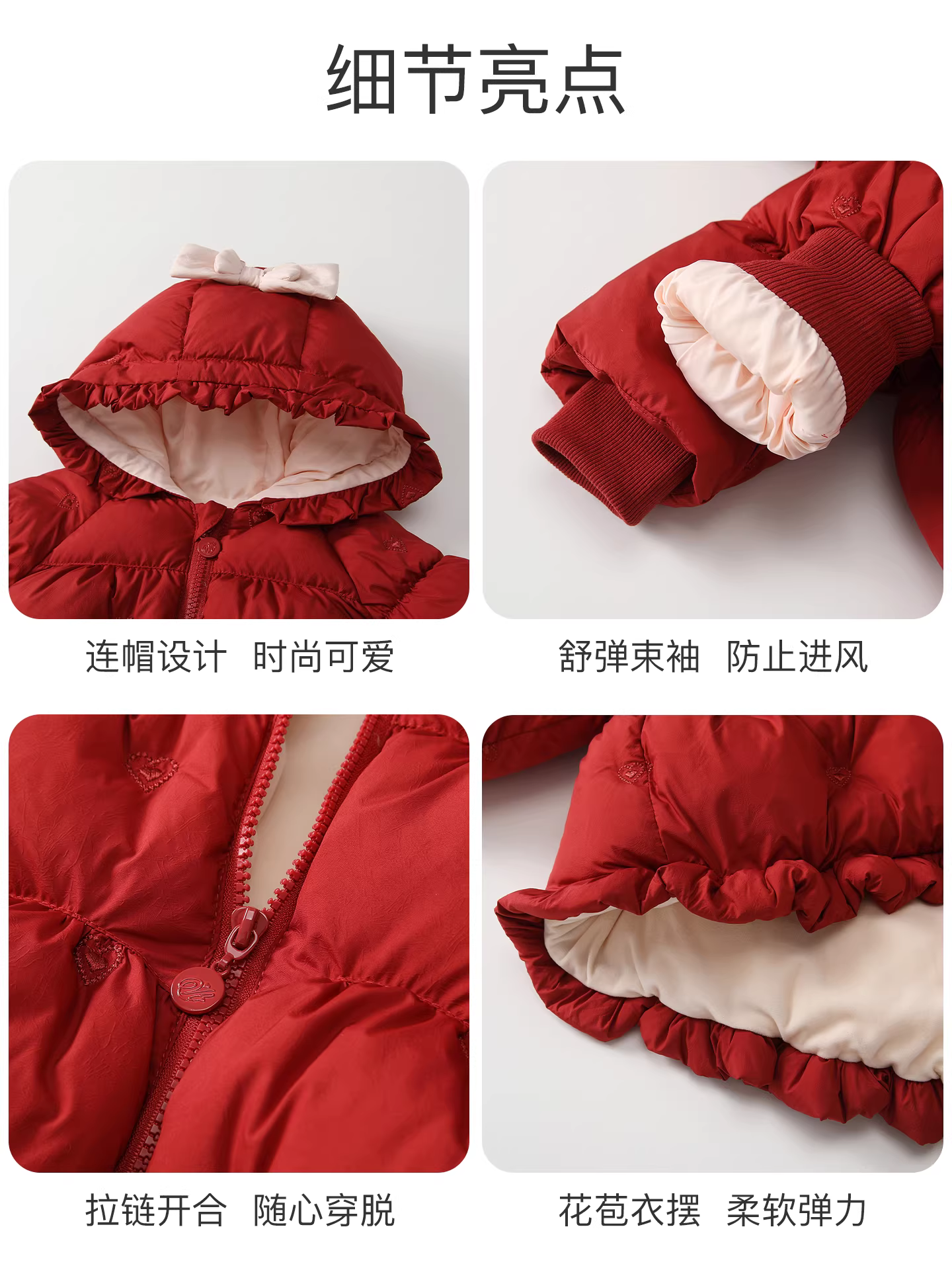 Áo khoác độn bông cho bé gái Quần áo mùa đông Áo khoác lót lông cừu phong cách ấm áp Áo khoác cotton trẻ em Áo khoác cotton năm mới cho bé Áo khoác độn bông mùa đông