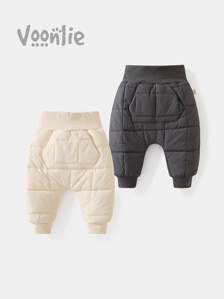 Quần dài bé Fanhle mùa đông 2025 mẫu mới bé trai và bé gái quần cotton bé lót lông cừu dày dặn ấm áp mùa đông