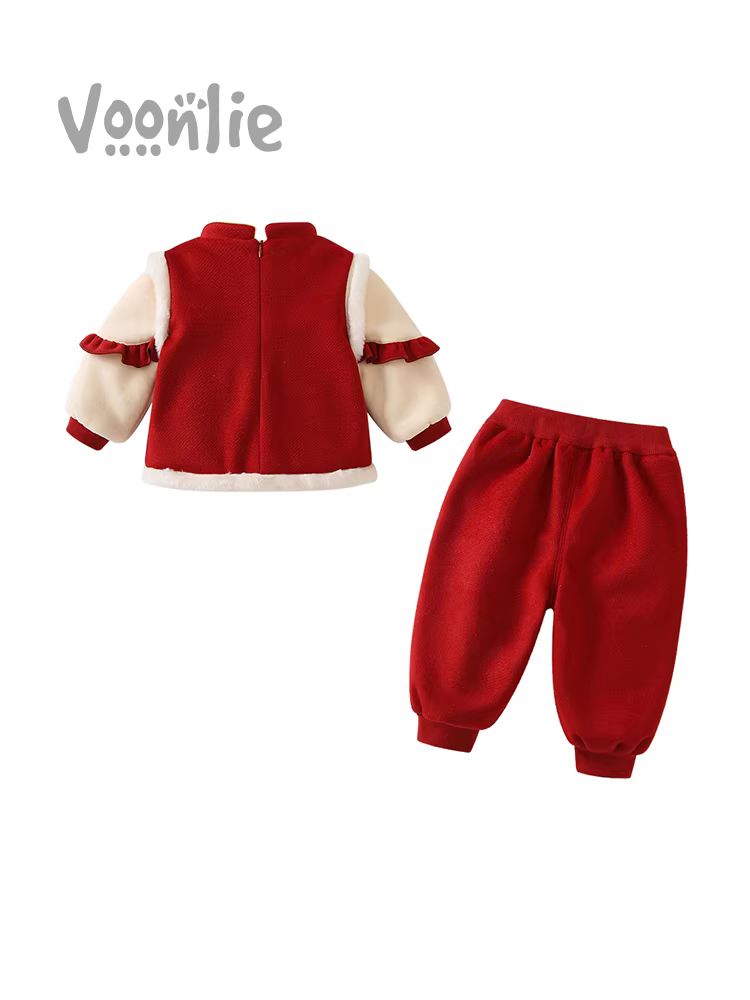 Bộ trang phục mùa đông dành cho bé gái Fanhle Bộ trang phục mùa đông dành cho trẻ em phong cách Trung Hoa Lễ hội Tang Suit Hanfu Váy sinh nhật đầu tiên của bé Trang phục chào mừng năm mới