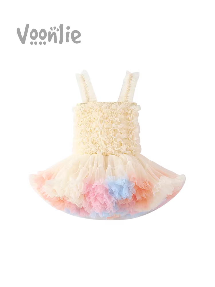 Váy Fanhle cho bé gái Mùa hè 2025 Váy tutu thời trang mới Váy công chúa trẻ em Váy dây đeo cho bé mùa hè