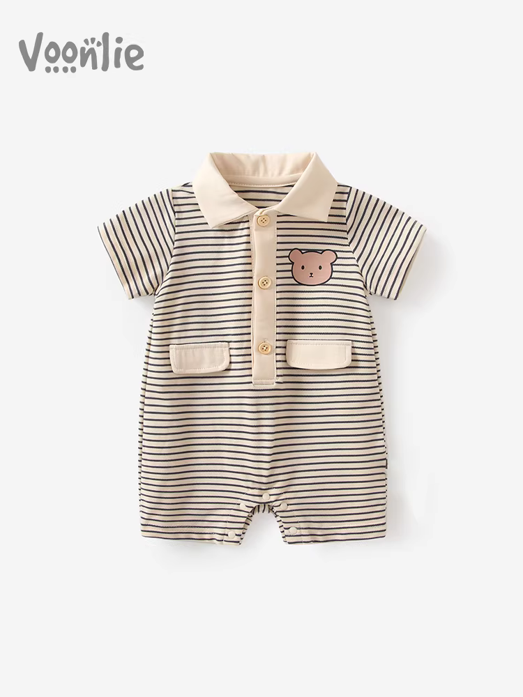 Quần áo trẻ em Fanli mùa hè kiểu dáng mỏng bé trai sơ sinh áo liền quần đầy tháng trăm ngày siêu dễ thương áo liền quần bò quần áo mùa hè