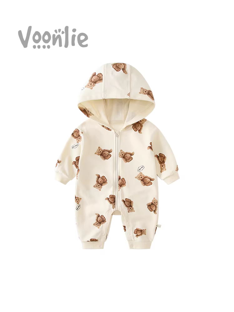 Quần áo trẻ em Fanhai trang phục mùa thu bé trai và bé gái sơ sinh áo liền quần trăng tròn trăm ngày đi chơi áo liền quần quần áo bò mùa xuân và mùa thu