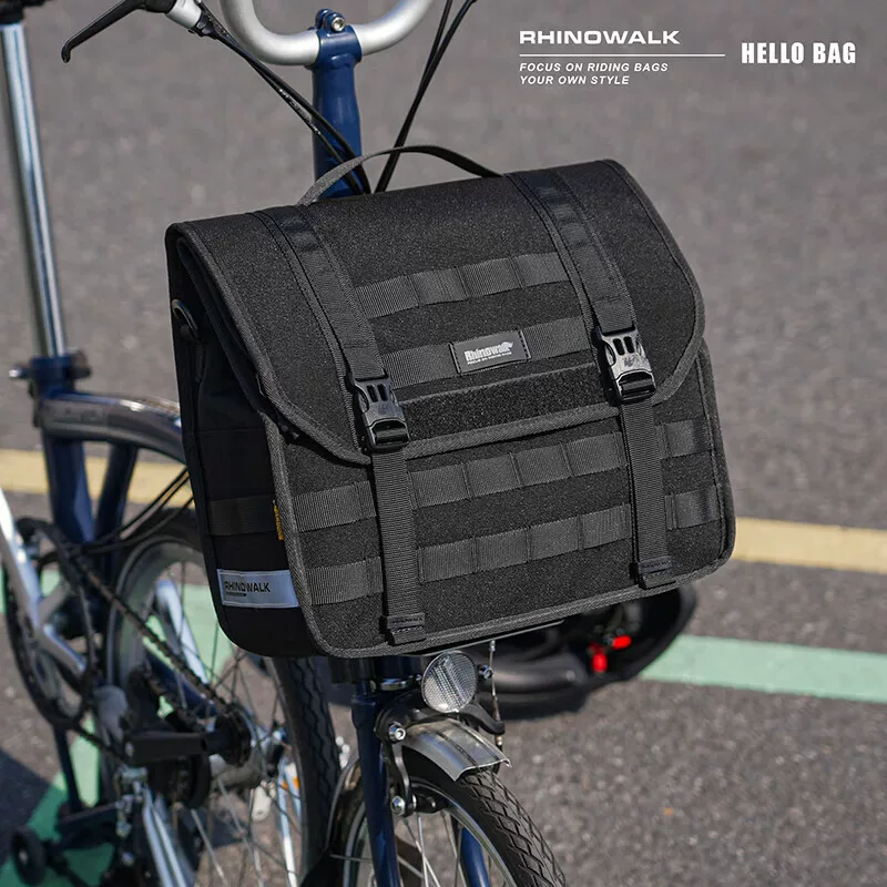 Túi xe đạp gấp Rhino Walking, túi mũi lợn, túi trước Brompton tháo lắp nhanh, dung tích lớn, túi đựng rau củ