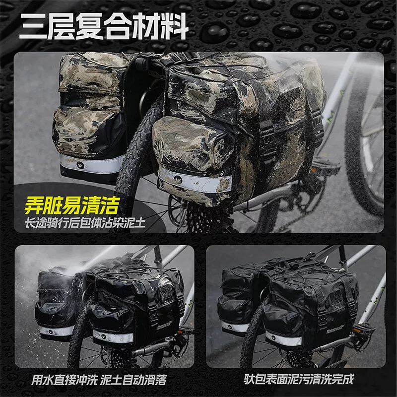 Túi đựng đồ phía sau xe đạp Rhinowalk, túi yên xe đạp leo núi, túi đựng đồ đi xe đạp đường dài, dung tích lớn