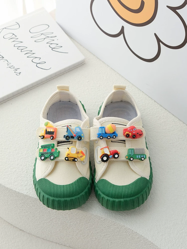 Giày vải đi xe ô tô cho bé trai, giày đi trong nhà mẫu giáo, giày trẻ em nhẹ chống trượt, giày vải xuân thu cho bé quanh năm