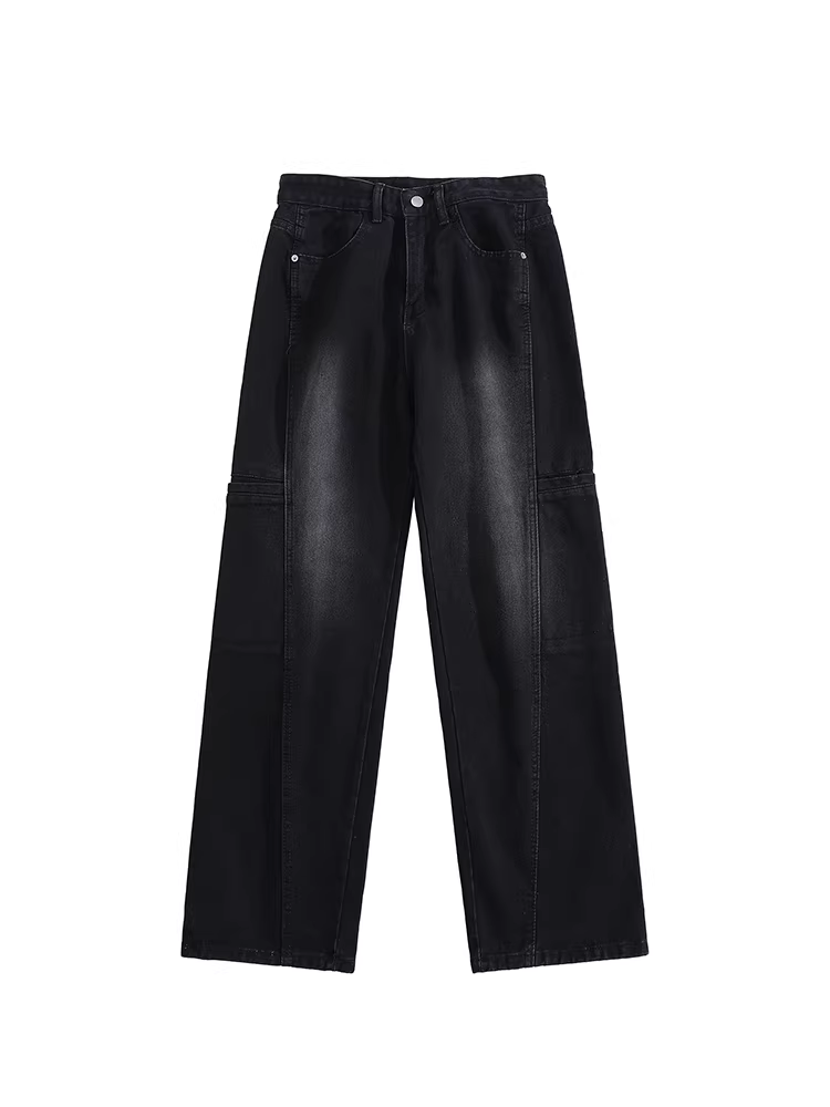 Wukong có sẵn quần jean nam kiểu đường phố Mỹ, cạp cao, xước nhẹ, dáng thẳng, ôm vừa vặn, quần dài ống rộng, thời trang.