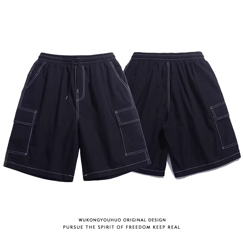 Ngộ Không có sẵn quần short cargo mùa hè thời thượng nhiều túi dành cho nam, phong cách đường phố cổ điển, rộng rãi và đa năng, kiểu dáng năm điểm.