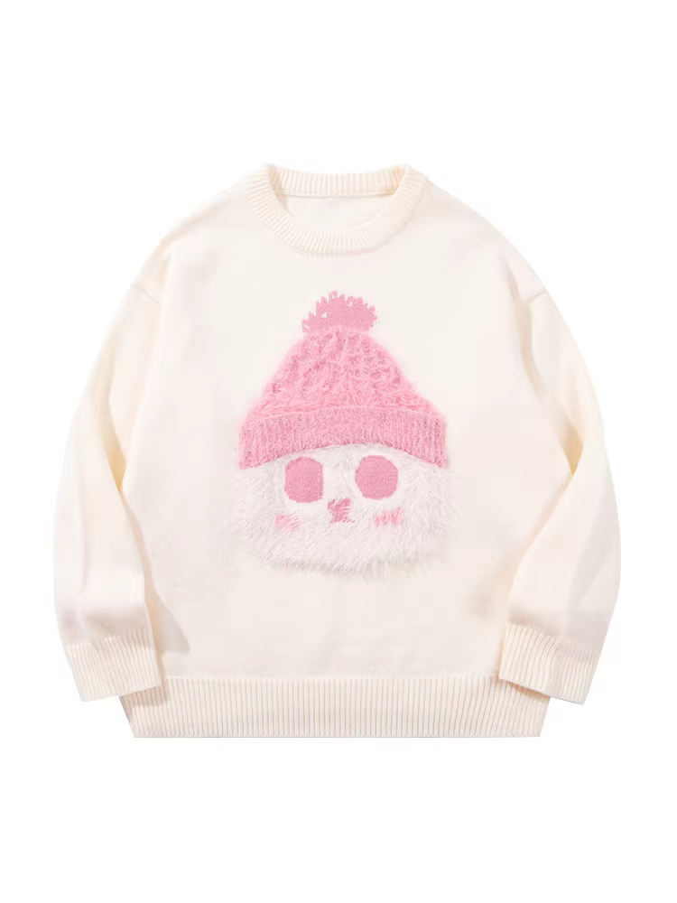 Áo len cổ tròn thiết kế hoạt hình cổ điển của Wukong dành cho nam, thương hiệu thời thượng, dáng rộng, áo dệt kim đa năng dành cho cặp đôi.