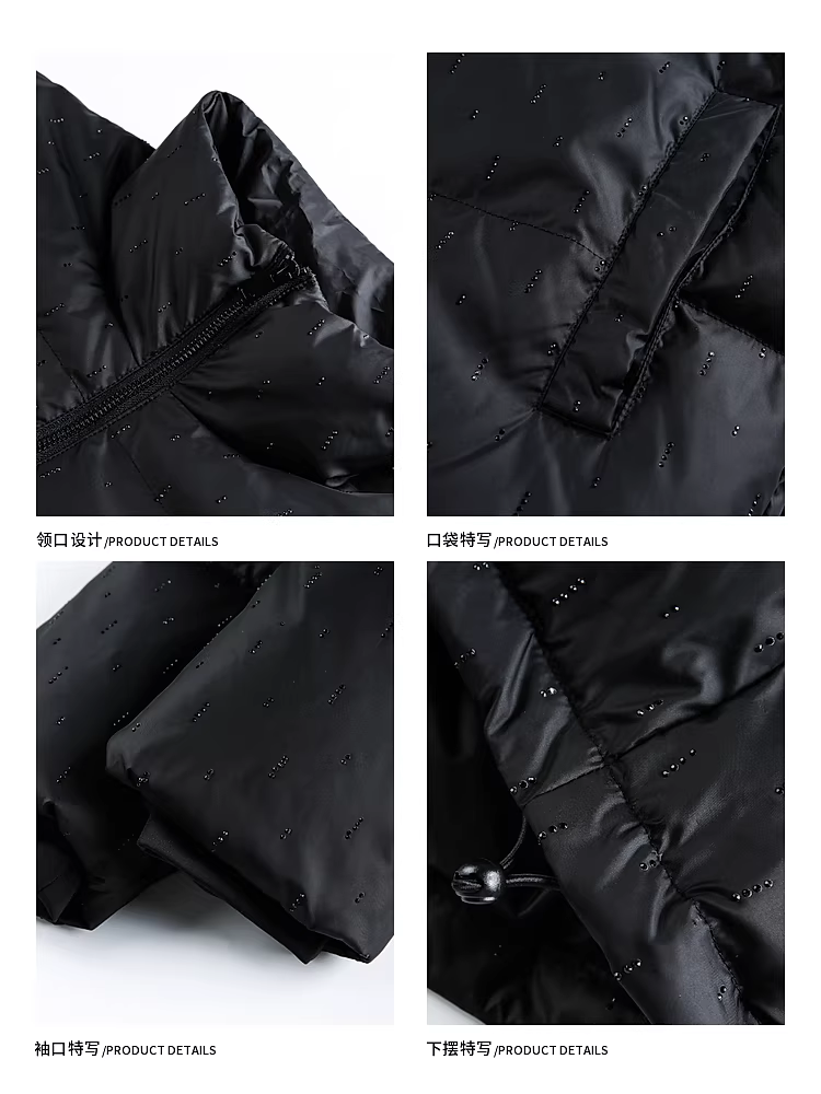 Wukong có sẵn áo khoác phao cổ đứng kiểu Mỹ, đính đá, 80% lông vũ trắng, dành cho nam và nữ, ấm áp và dày dặn.