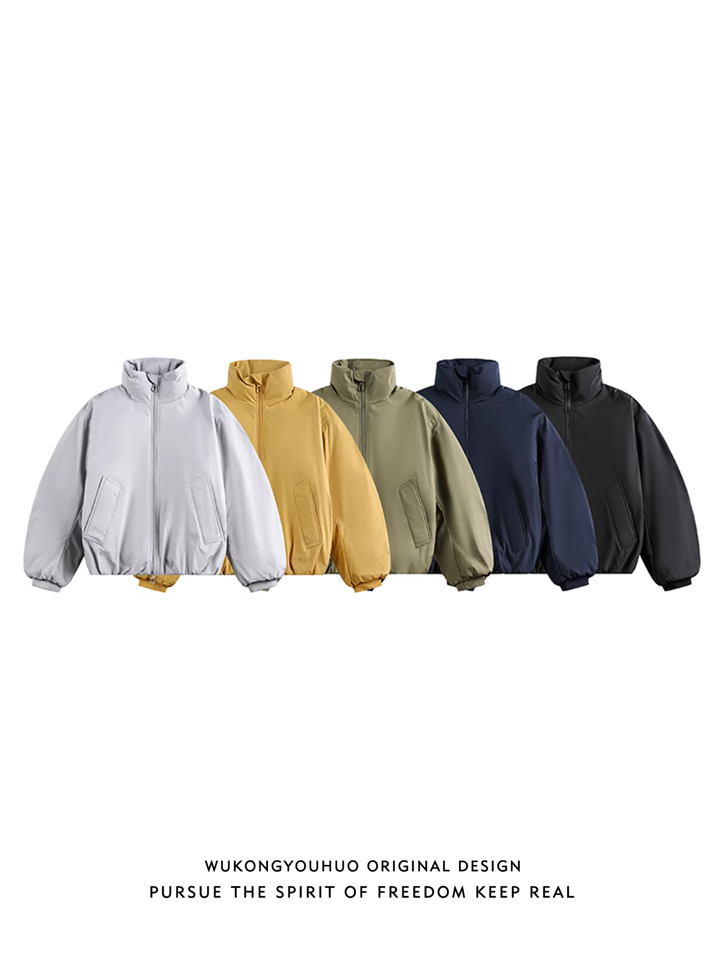 Wukong có sẵn áo khoác cotton dày dặn cổ đứng thời trang mùa đông dành cho nam và nữ năm 2025, áo khoác cotton ấm áp đa năng dành cho cặp đôi.