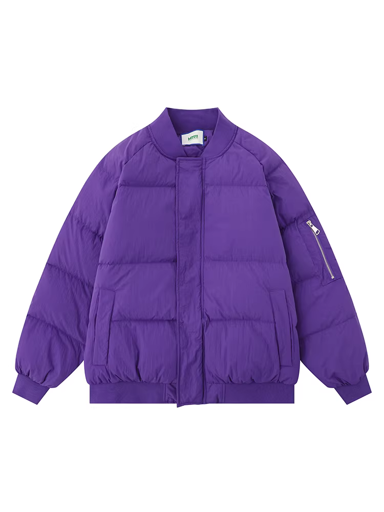 Áo khoác bóng chày mùa đông phong cách đường phố Mỹ màu trơn 90% lông vũ của Wukong, kiểu dáng thời trang nam, thương hiệu nổi tiếng, chất liệu cotton ấm áp, dáng rộng.