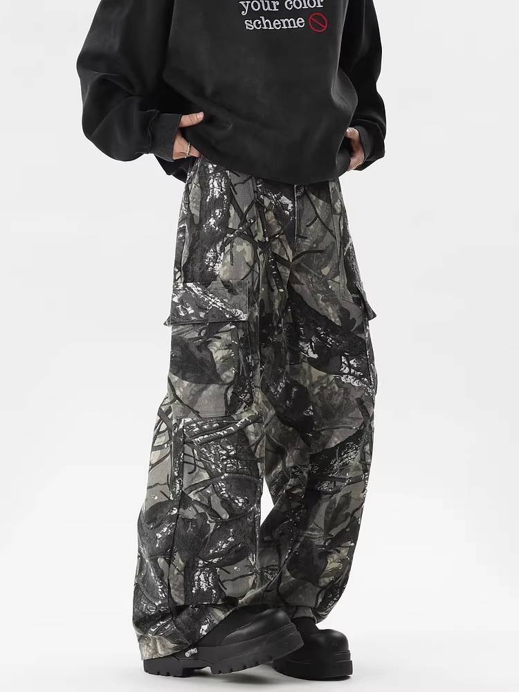 Wukong có sẵn quần cargo kiểu Mỹ cổ điển, họa tiết rằn ri dành cho nam, thương hiệu thời thượng, túi lớn, dáng rộng, ống thẳng, kiểu lính dù.