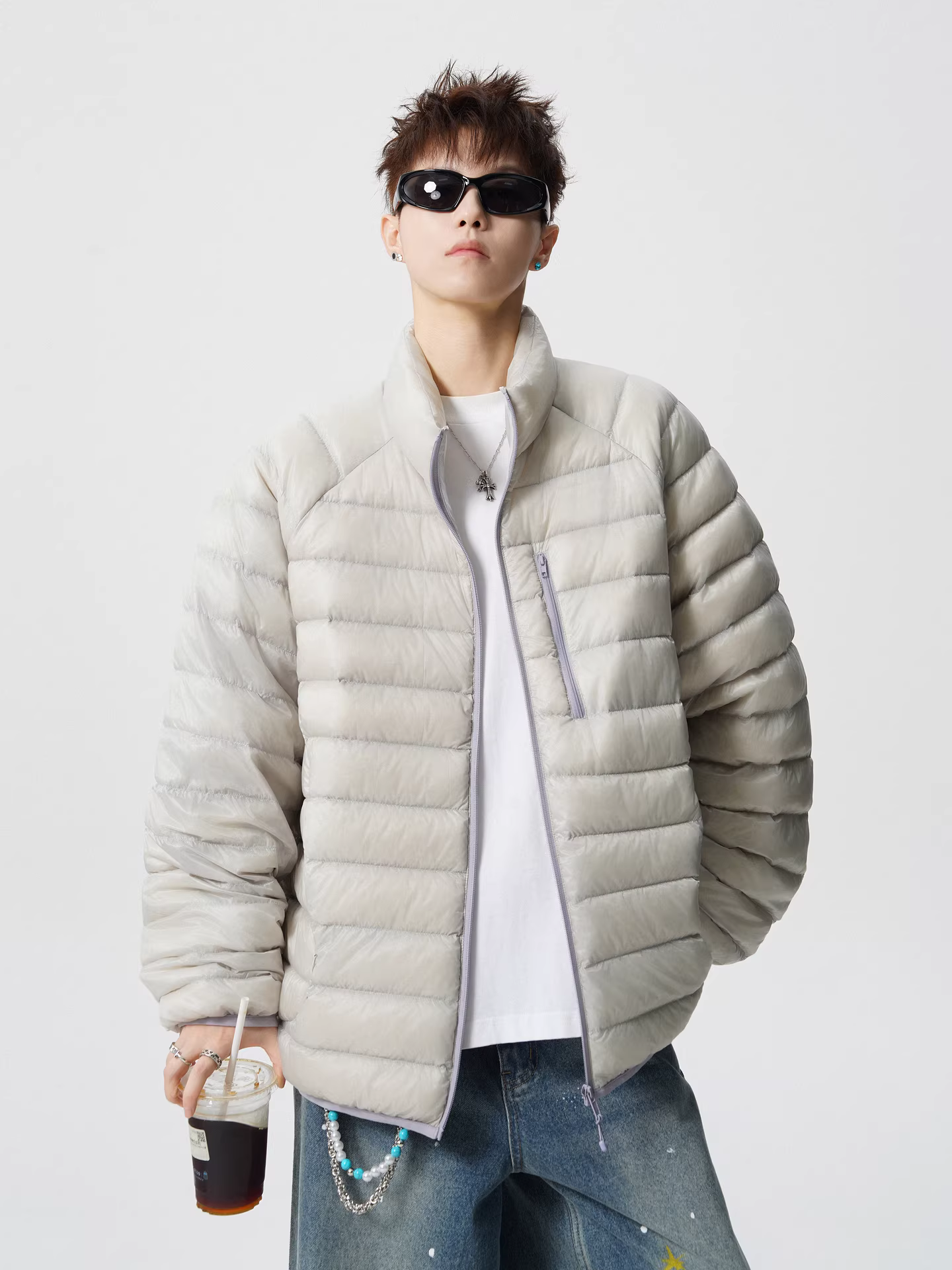 Wukong có sẵn áo khoác phao cổ đứng nhẹ, chất liệu lông vũ trắng 90%, dành cho nam, kiểu dáng cổ điển, áo khoác ấm áp, phong cách thường ngày, dành cho cặp đôi.