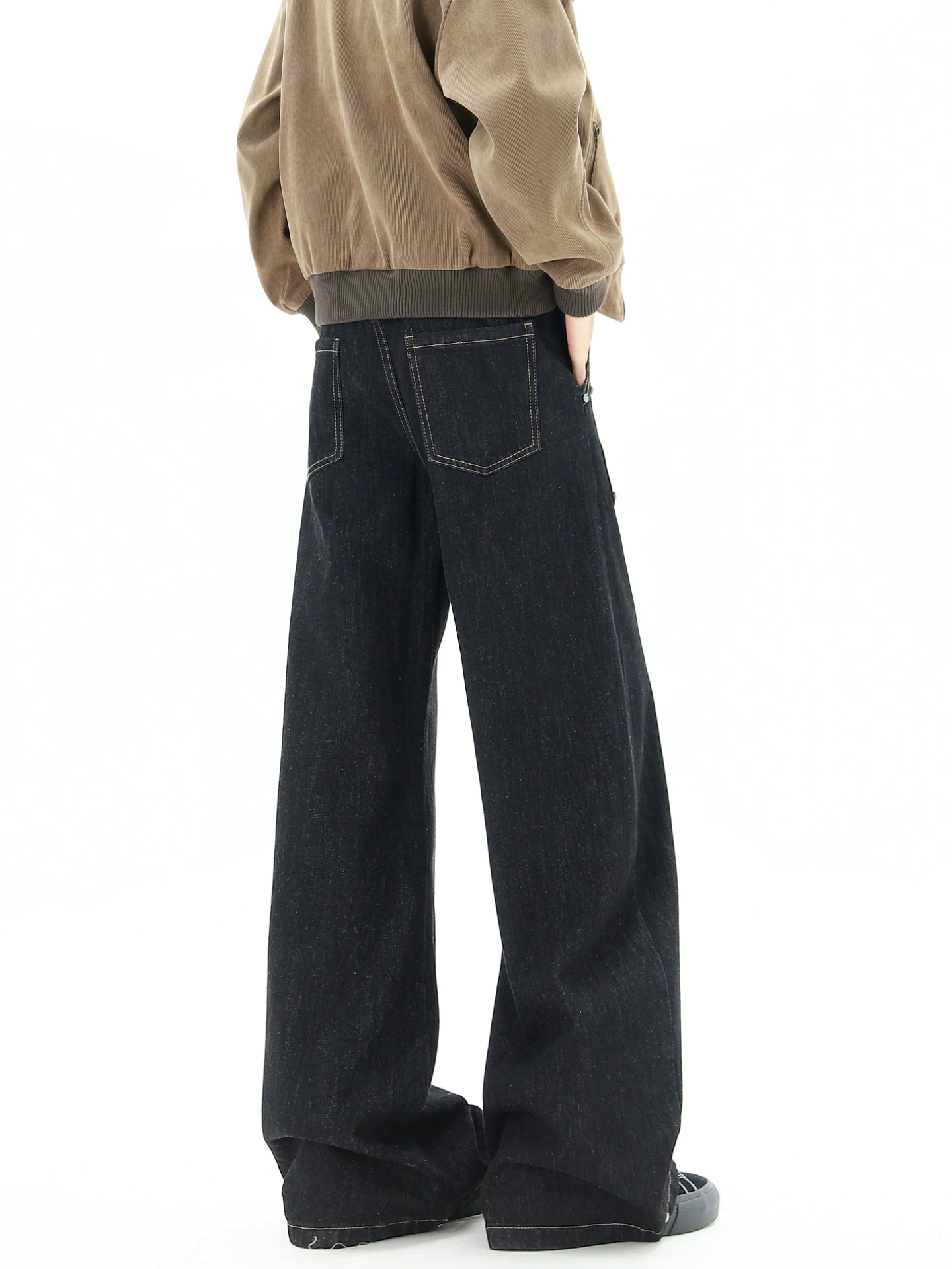 Ngộ Không có sẵn quần jean ống thẳng kiểu Mỹ thời thượng dành cho nam và nữ, quần ống rộng đa năng kiểu vintage, dáng rộng.