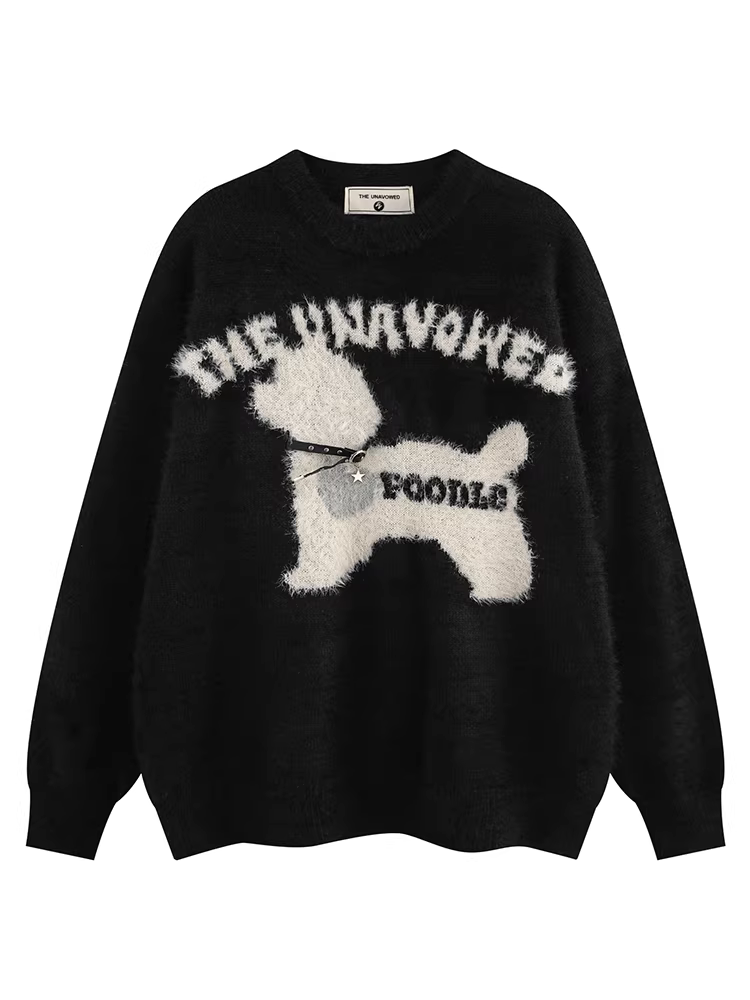 Wukong có sẵn áo len họa tiết hoạt hình jacquard phong cách Nhật Bản dành cho nam và nữ, kiểu dáng mùa thu đông, áo len cặp đôi phong cách thoải mái.