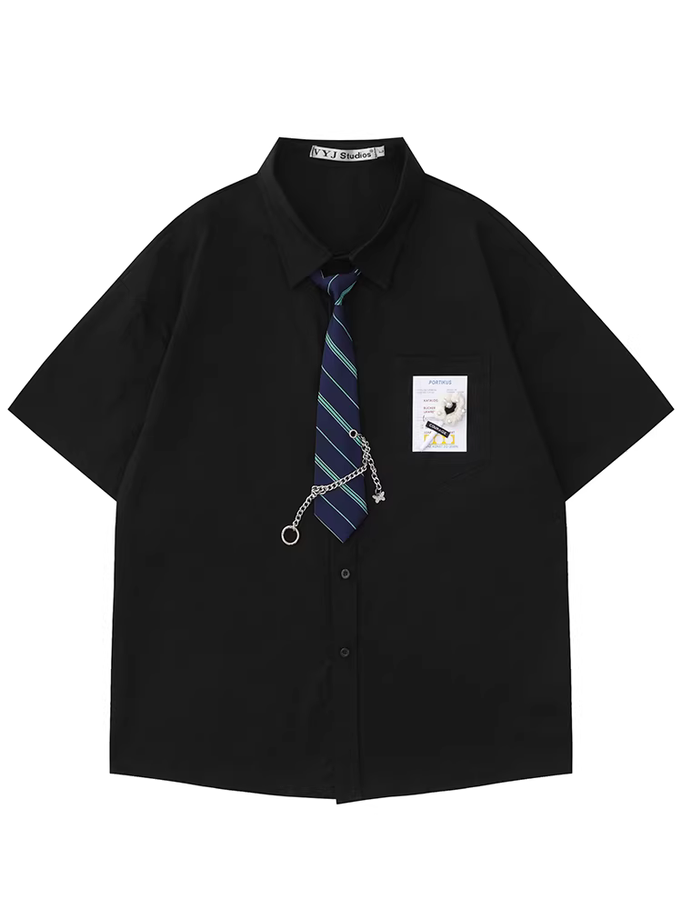 Wukong có sẵn áo sơ mi ngắn tay thiết kế thời trang mùa hè dành cho nam và nữ, kiểu áo cặp đôi phong cách đại học, áo sơ mi rộng rãi, thoải mái.