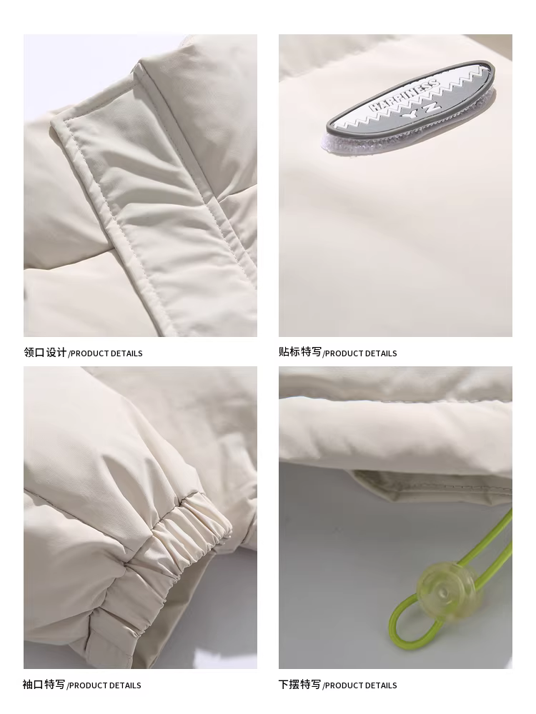 Wukong có sẵn áo khoác phao cổ đứng dày kiểu Mỹ thời thượng dành cho nam, dáng rộng mùa đông, phong cách cặp đôi thời thượng, 90% lông vũ trắng, ấm áp.