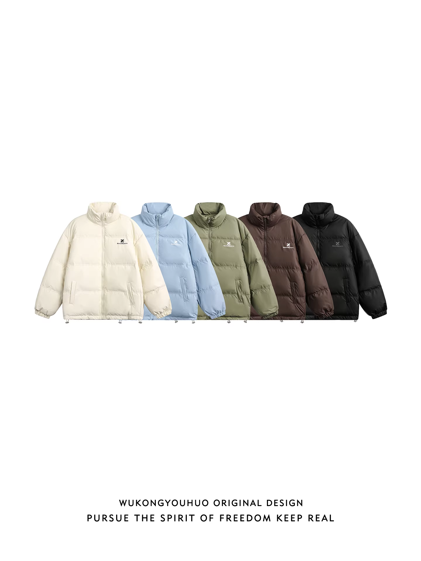 Wukong có sẵn áo khoác phao cổ đứng mùa đông thời thượng, chất liệu 85% lông vịt, dành cho nam và nữ, kiểu dáng rộng rãi phong cách Mỹ, áo khoác giữ ấm và chống lạnh cho cặp đôi.