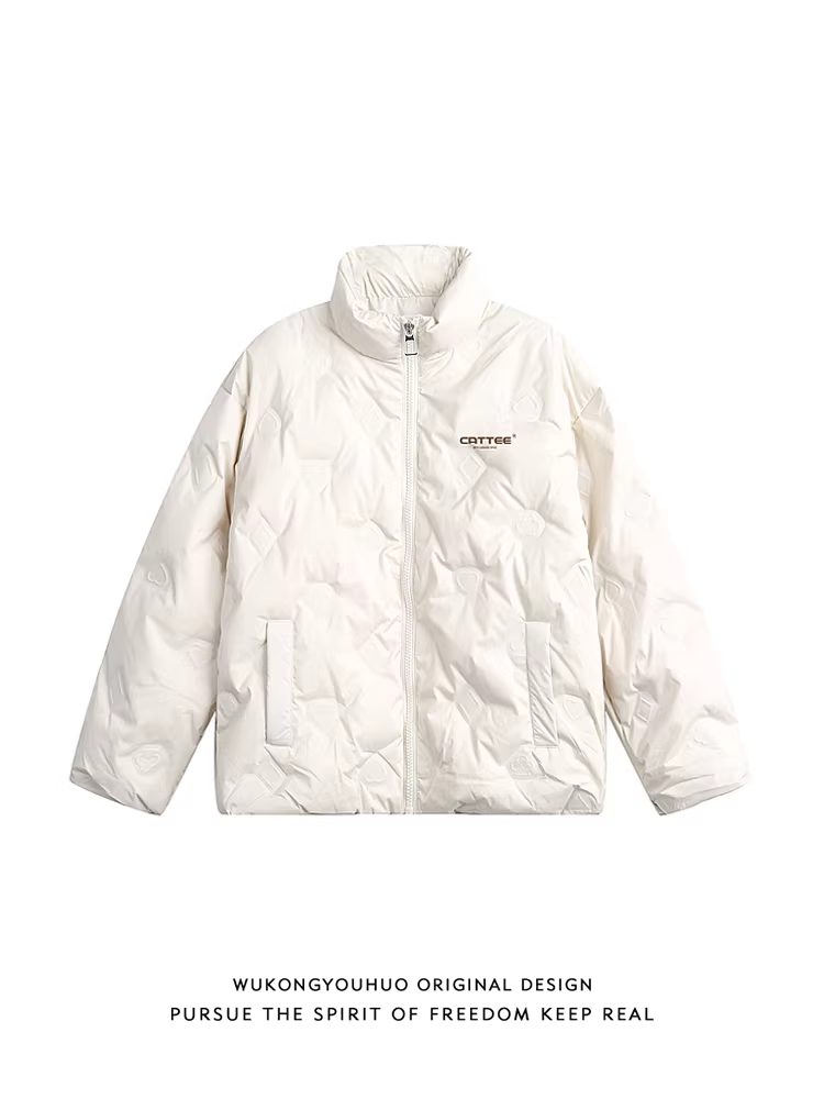 Áo khoác lông vũ cổ đứng dập nổi 90% lông vịt trắng mùa đông của Wukong dành cho nam, thương hiệu thời thượng, dáng rộng, áo khoác ấm nhẹ dành cho cặp đôi.