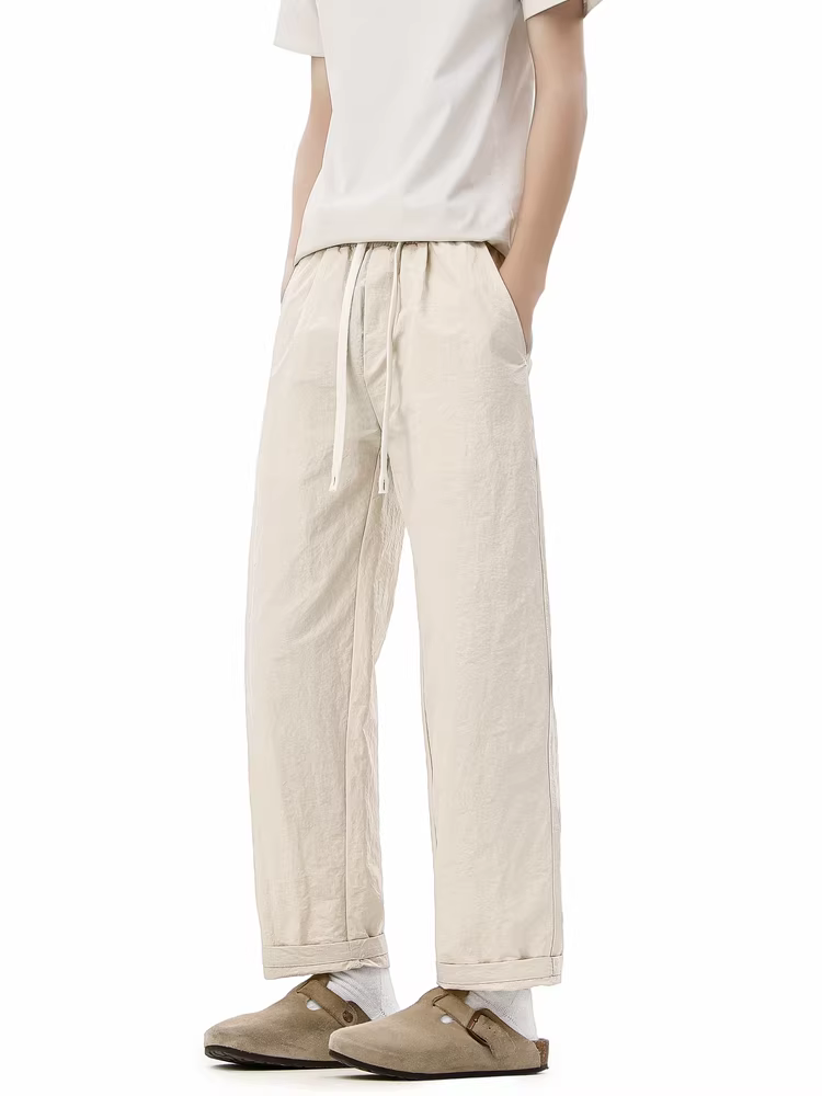 Wukong có sẵn quần ống đứng màu trơn phong cách retro Nhật Bản thời thượng dành cho nam, quần dài dáng rộng phong cách đường phố, cơ bản, đa năng, thường ngày.