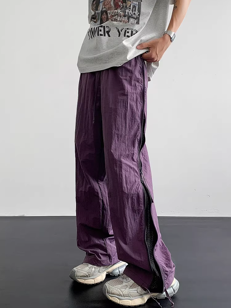 Wukong có sẵn quần dù nam kiểu Mỹ cổ điển, phối vải thể thao, nhanh khô, kiểu dáng thời trang, đa năng, ống rộng, phong cách năng động.