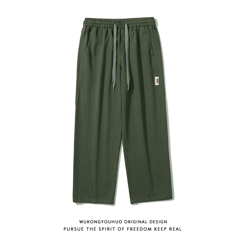 Wukong có sẵn quần cargo ống thẳng phong cách retro Nhật Bản dành cho nam, kiểu dáng thời trang đường phố, rộng rãi, thoải mái, đa năng, quần dài.
