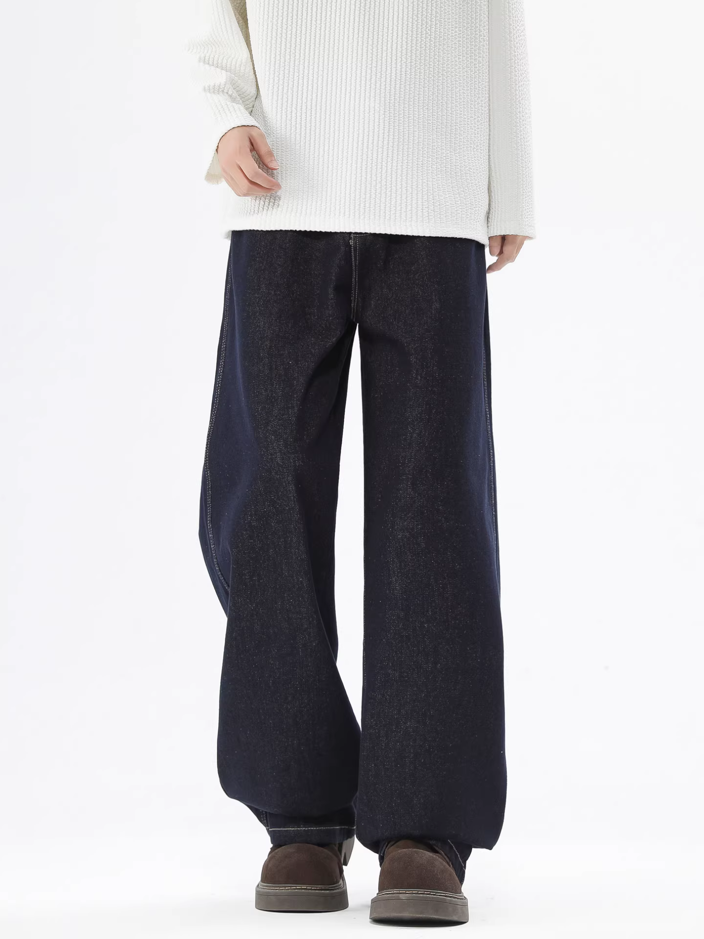 Ngộ Không có sẵn quần jean nam kiểu Mỹ thời thượng, dáng thẳng, chất liệu denim, phong cách vintage, rộng rãi, vừa vặn, đa năng, dài.