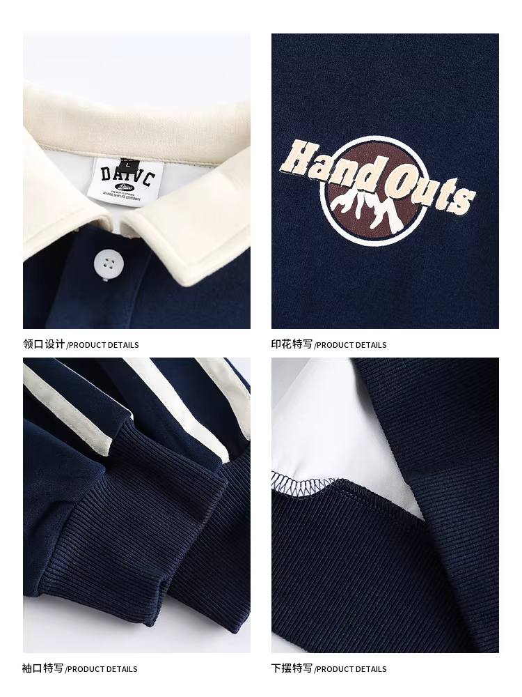 Wukong có sẵn áo sơ mi POLO dài tay phối màu theo phong cách đại học cổ điển dành cho nam và nữ, áo nỉ dáng rộng đa năng kiểu cặp đôi hợp thời trang.