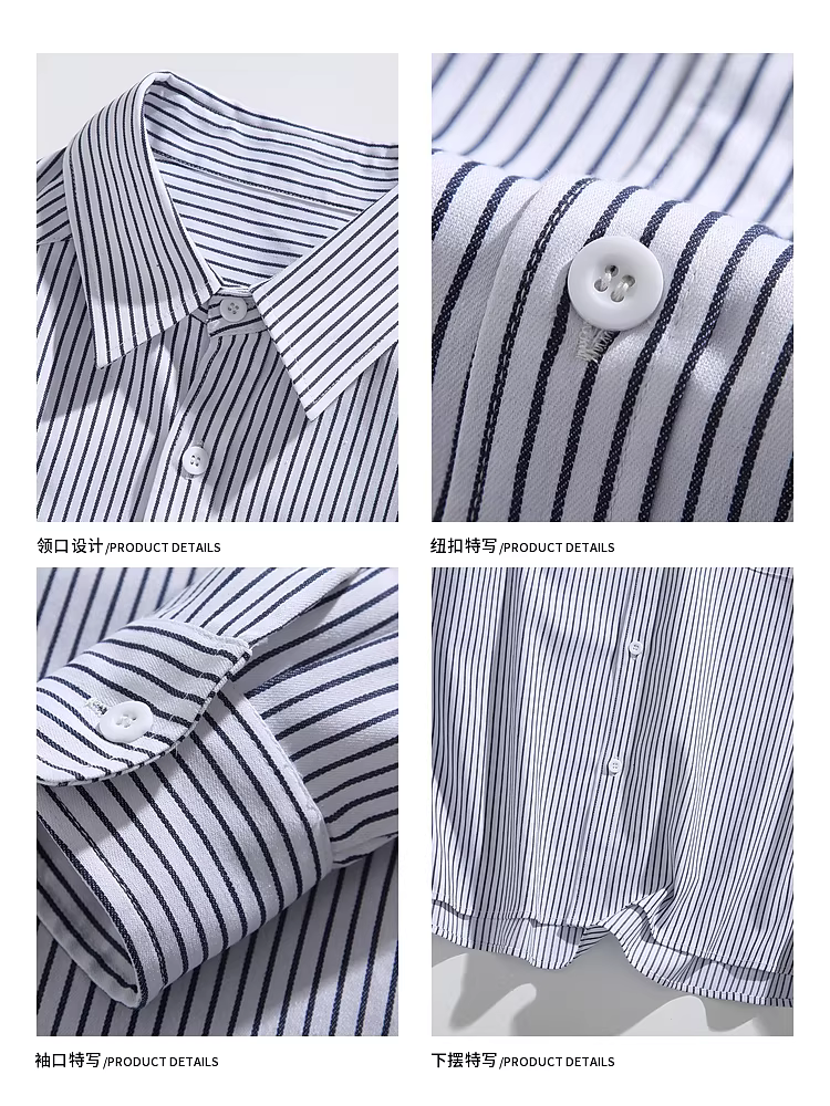 Wukong có sẵn áo sơ mi dài tay kẻ sọc dọc phong cách Nhật Bản thời thượng dành cho nam, áo sơ mi mùa thu cổ điển, kiểu dáng rộng rãi, đa năng, dành cho cặp đôi.