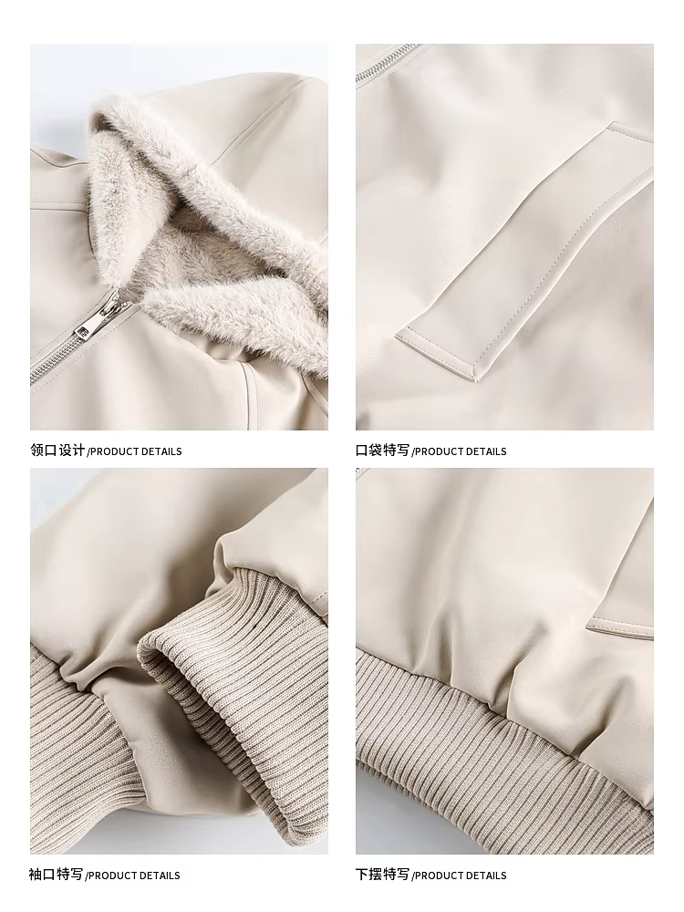 Wukong có sẵn áo khoác cotton dày có mũ trùm đầu kiểu Mỹ dành cho nam, áo khoác cotton da PU ấm áp phong cách retro thời thượng dành cho cặp đôi.