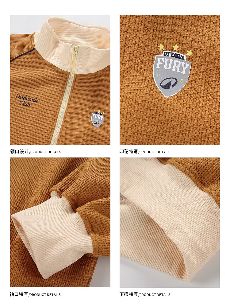 Wukong có sẵn áo khoác cotton cổ đứng phối màu họa tiết waffle cổ điển Mỹ dành cho nam và nữ, áo khoác cotton đa năng ấm áp bằng lông cừu mùa đông.