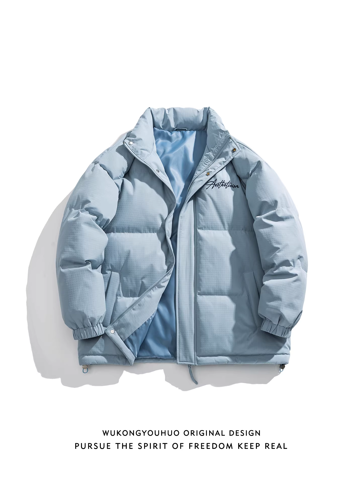 Wukong có sẵn quần áo mùa đông đơn giản, thêu họa tiết thời thượng, chất liệu cotton dày dặn dành cho nam và nữ, áo khoác cotton ấm áp, kiểu dáng rộng rãi, đa năng, phong cách retro dành cho cặp đôi.