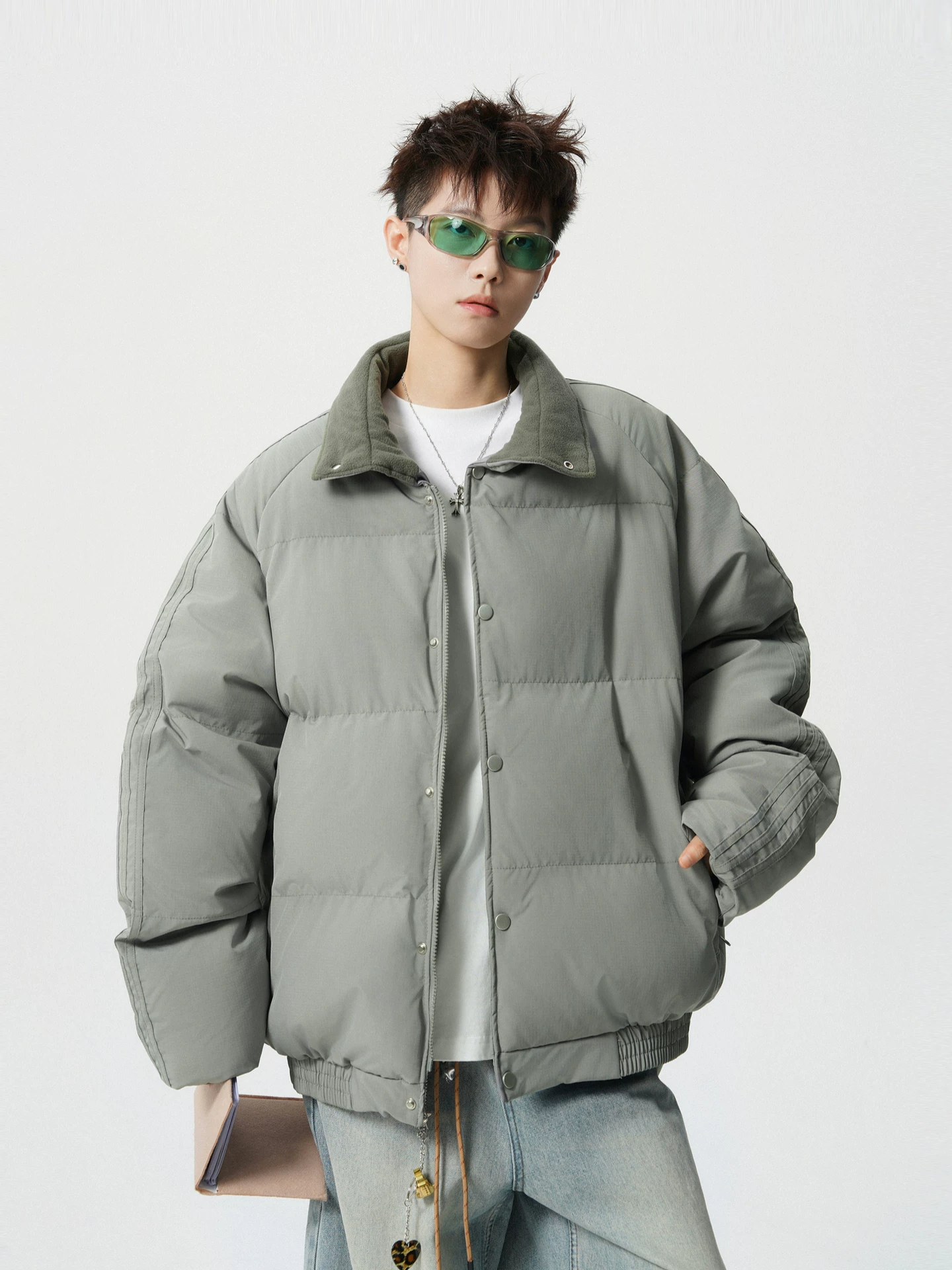 Áo khoác cotton cổ đứng màu trơn đơn giản, hợp thời trang mùa đông của Wukong dành cho nam, kiểu dáng rộng rãi và đa năng, áo khoác phao ấm áp dành cho cặp đôi.