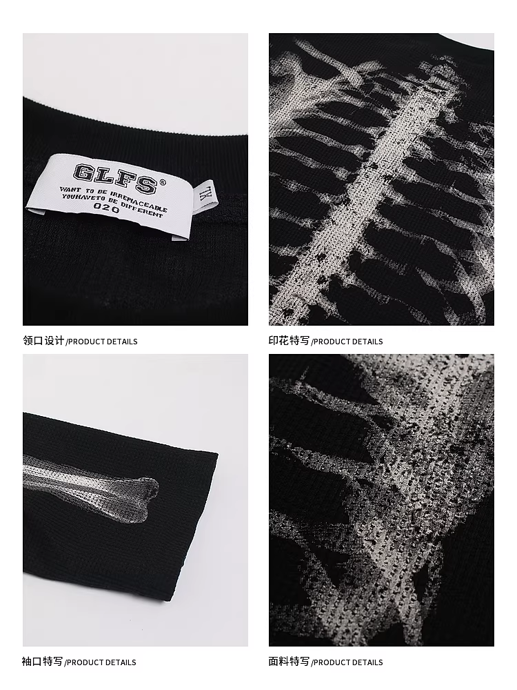 Wukong có sẵn áo thun dài tay in họa tiết bánh quế kiểu Mỹ dành cho nam, áo thời trang thu đông, kiểu dáng rộng rãi, đa năng, dành cho cặp đôi.