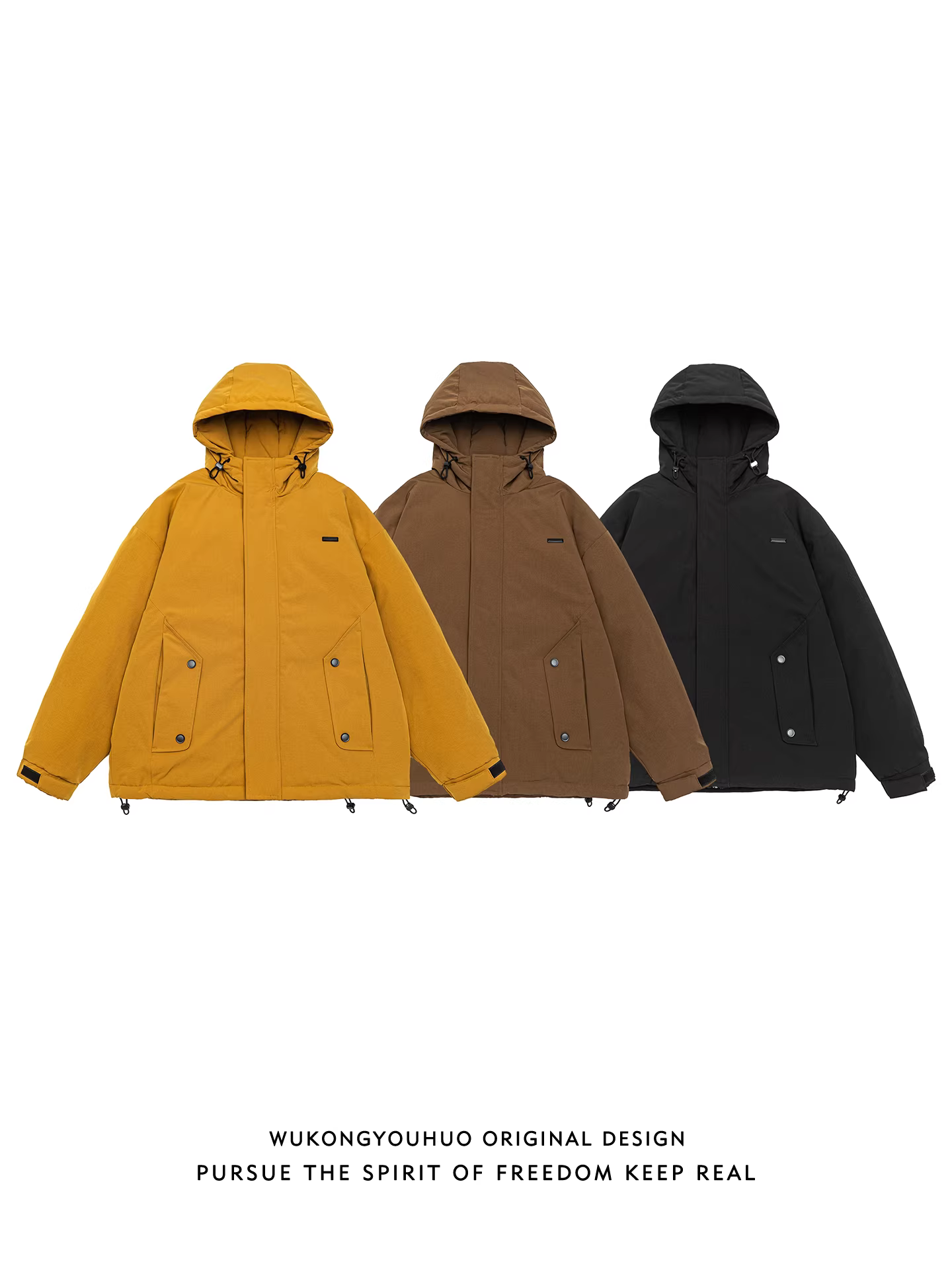 Wukong có sẵn áo khoác phao có mũ thời trang mùa đông dành cho nam, phong cách retro Mỹ, 90% lông vũ, đa năng, chống lạnh và ấm áp.