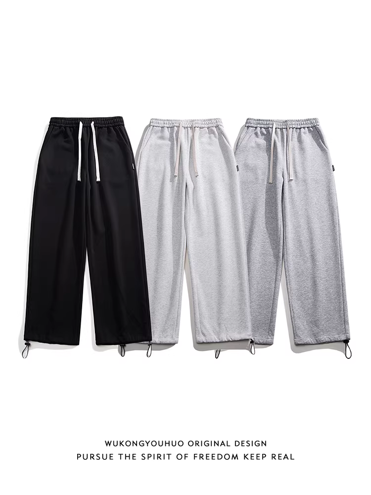 Wukong có sẵn quần thể thao nam phong cách Nhật Bản cổ điển, đơn giản, màu trơn, kiểu dáng thời trang đường phố, rộng rãi, đa năng, thoải mái.