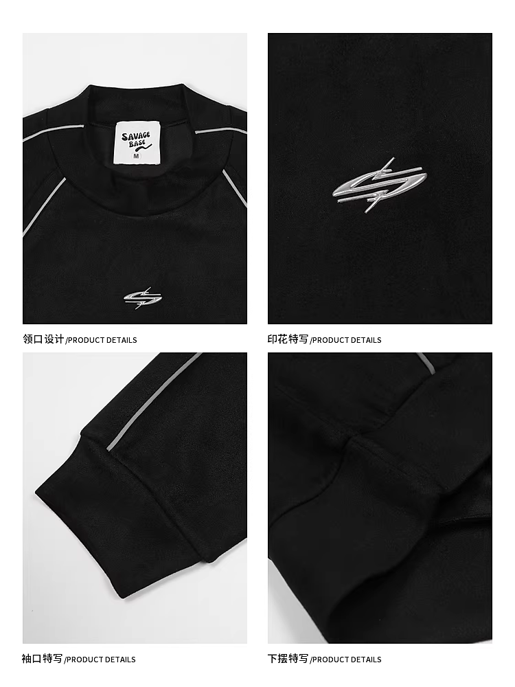 Wukong có sẵn áo sweatshirt nam chất liệu da lộn phản quang kiểu đường phố Mỹ, thiết kế thương hiệu thời thượng, dáng rộng, áo cổ tròn thể thao.