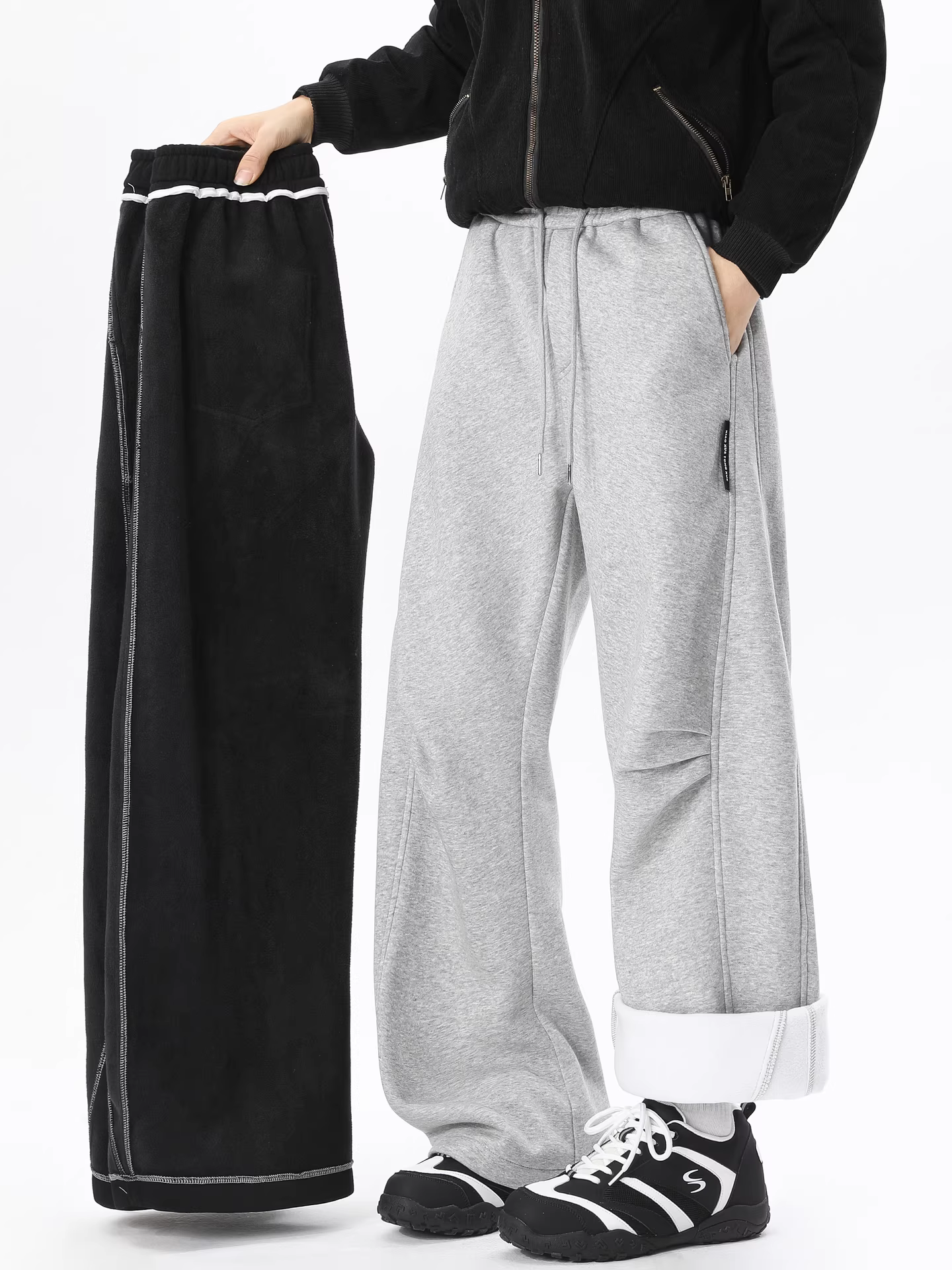 Wukong có sẵn quần thể thao nam chất liệu nỉ dày dặn kiểu Mỹ, thiết kế vạt cong, phong cách vintage, rộng rãi, thoải mái, ấm áp.