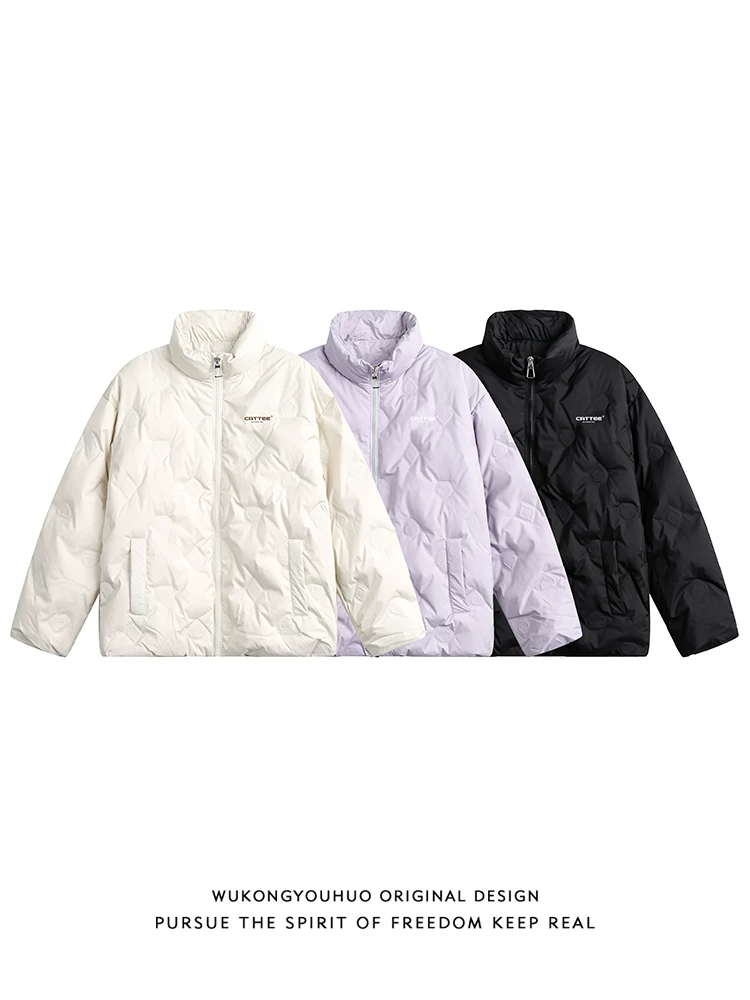 Wukong có sẵn áo khoác phao cao cấp cổ đứng xếp ly mùa đông dành cho nam và nữ, thương hiệu thời thượng, dáng rộng, 90% lông vũ trắng, áo khoác bông ấm áp.