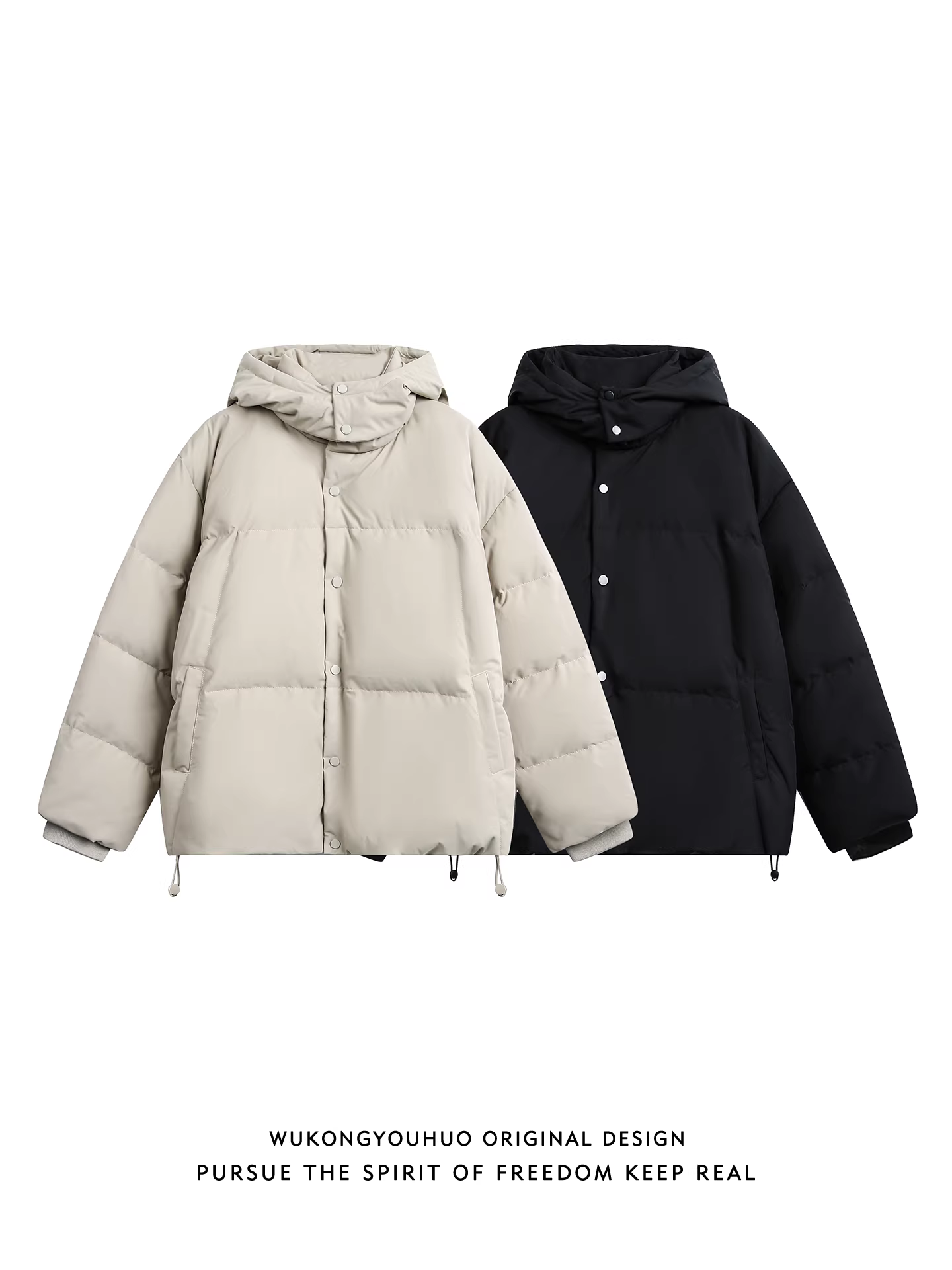 Wukong có sẵn áo khoác phao có mũ trùm đầu kiểu dây đeo dành cho nam và nữ, thương hiệu thời thượng, 90% lông vịt trắng, áo ấm áp.