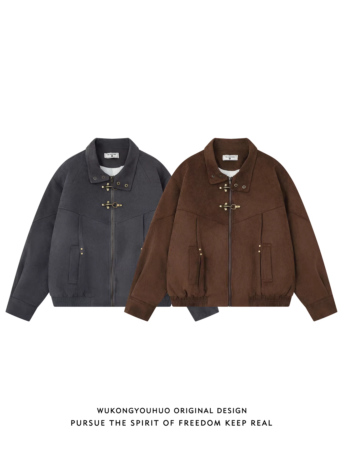 Wukong có sẵn áo khoác cotton cổ điển kiểu phi công Mỹ, thiết kế phá cách, có khóa cài, dành cho nam và nữ, áo khoác dày giữ ấm mùa đông dành cho cặp đôi.