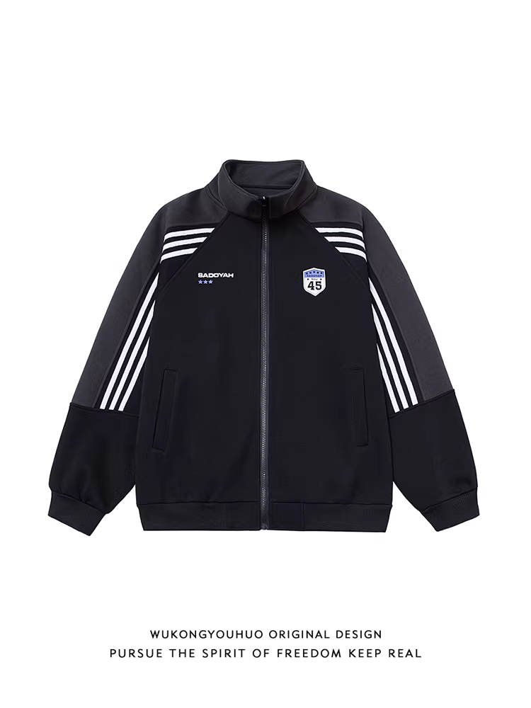 Wukong có sẵn áo khoác thể thao cổ đứng tay raglan thời trang dành cho nam, kiểu dáng vintage rộng rãi, phối màu đa năng, thích hợp cho cặp đôi, mùa thu.