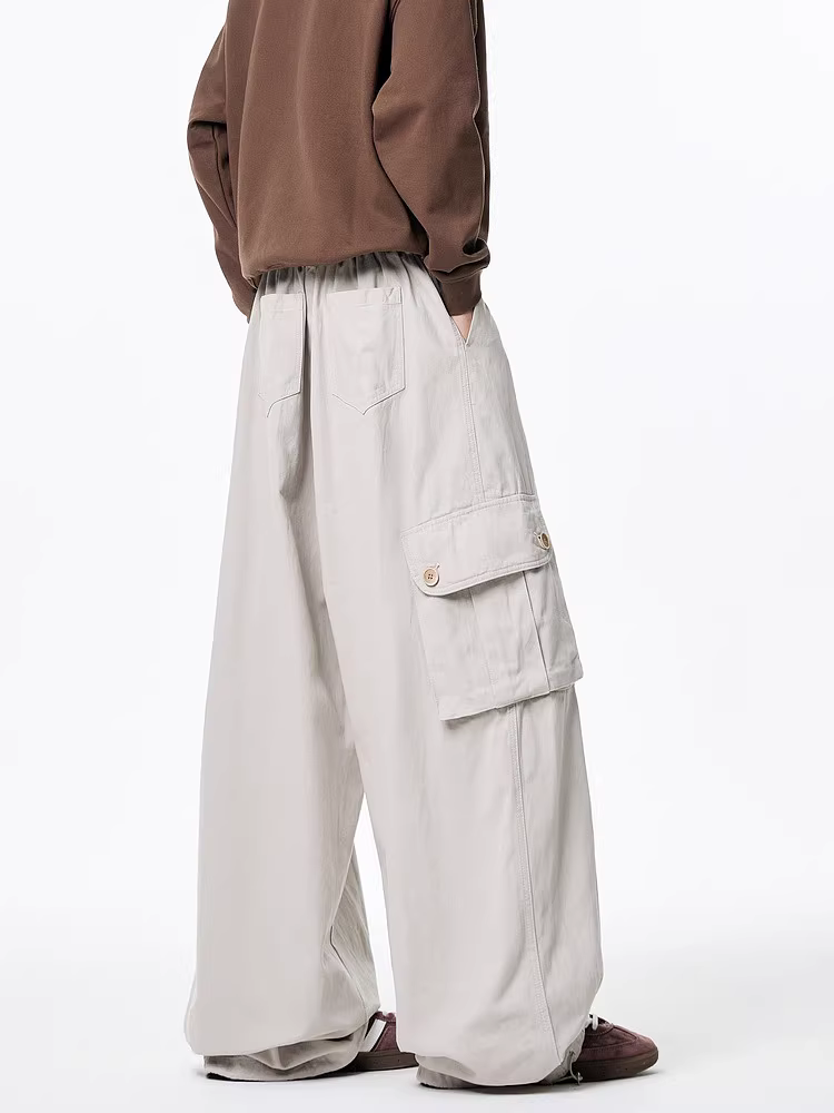 Wukong có sẵn quần cargo ống thẳng phong cách retro dã ngoại nhiều túi dành cho nam, quần ống rộng đa năng, phong cách thời trang, thương hiệu nổi tiếng.