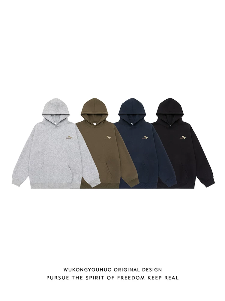 Wukong có sẵn áo hoodie in họa tiết phong cách Nhật Bản mùa thu, chất liệu dày dặn, kiểu dáng thời trang dành cho nam và nữ, áo hoodie rộng rãi, đa năng, phong cách thường ngày.