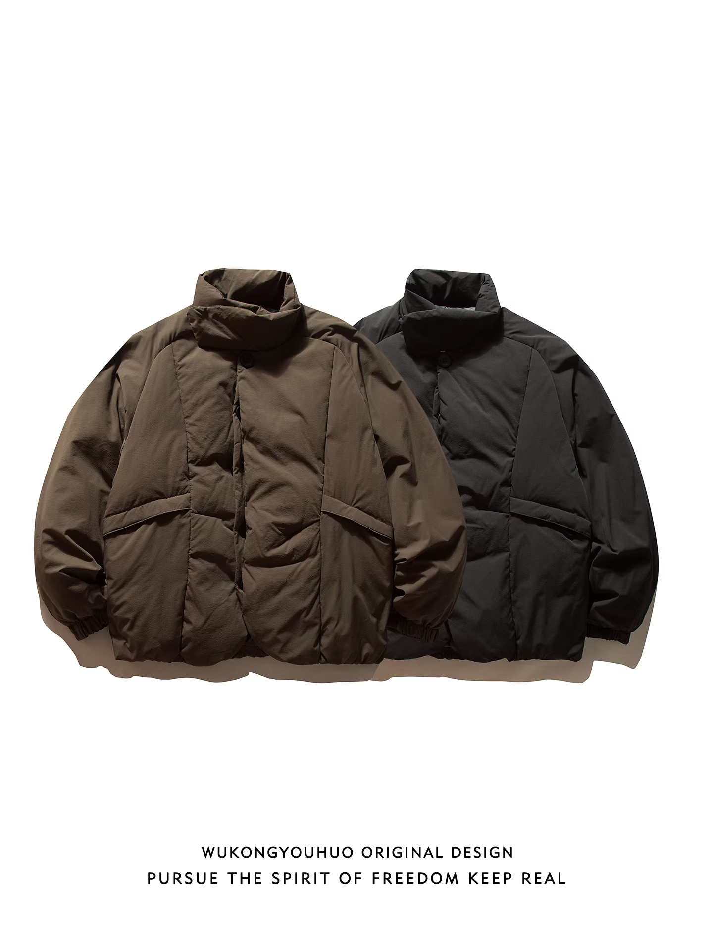 Wukong có sẵn áo khoác phao cổ đứng mùa đông thời thượng, chất liệu 90% lông vũ trắng, dành cho nam, kiểu dáng rộng rãi, phong cách cặp đôi, chống lạnh, ấm áp, đa năng.