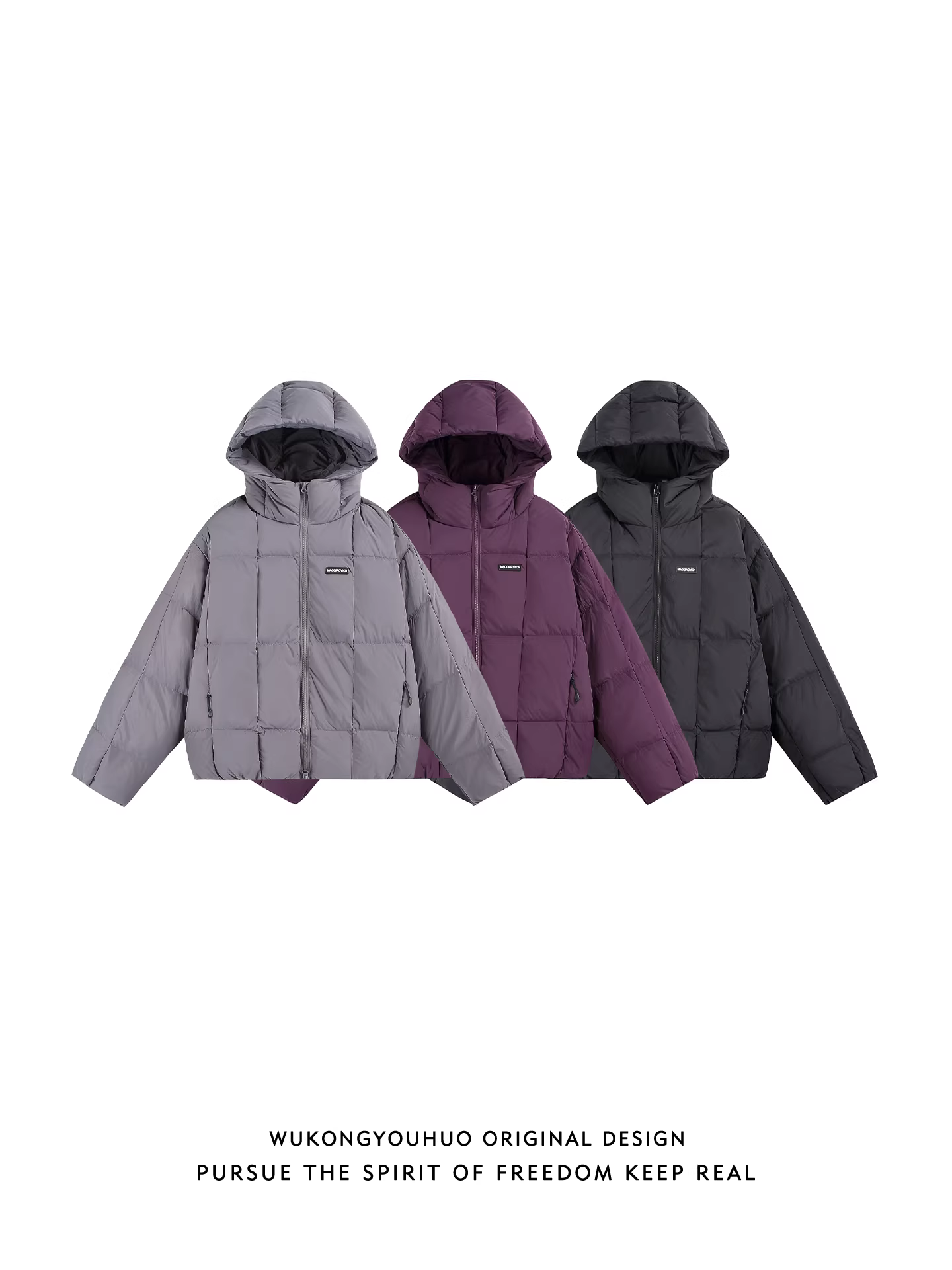 Wukong có sẵn áo khoác phao có mũ ấm áp mùa đông, chất liệu lông vũ trắng 90%, dành cho nam, thương hiệu thời trang, kiểu dáng cặp đôi, dày dặn, đa năng, chất liệu gân.