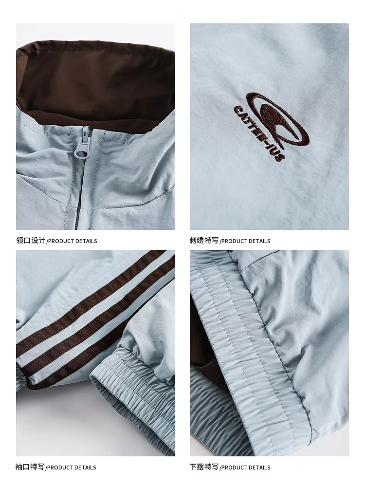 Wukong có sẵn áo khoác thể thao cổ đứng sọc thời trang retro dành cho nam và nữ, áo khoác cặp đôi dáng rộng và đa năng cho mùa thu.