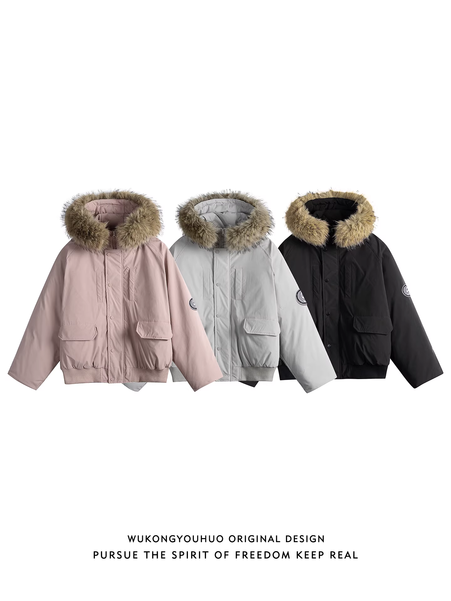 Áo khoác phao có mũ trùm đầu, cổ lông tháo rời mùa đông của Ngộ Không, dành cho nam và nữ, thương hiệu thời thượng, 90% lông vịt trắng, áo ấm dành cho cặp đôi.