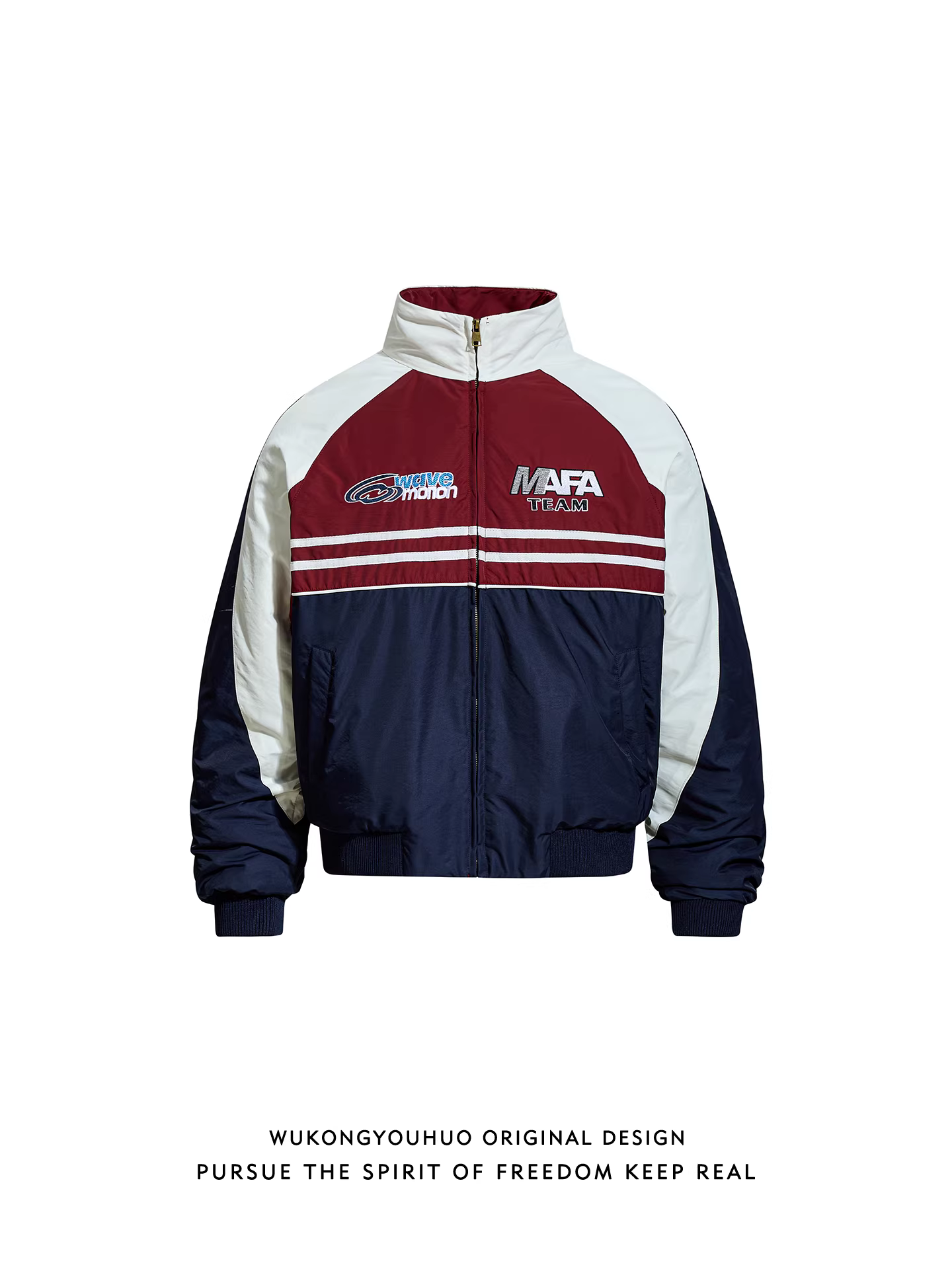 Wukong có sẵn áo khoác cotton phong cách hip-hop Mỹ phối màu dành cho nam, thương hiệu thời thượng, dáng rộng, có lớp lót, dày dặn, ấm áp.